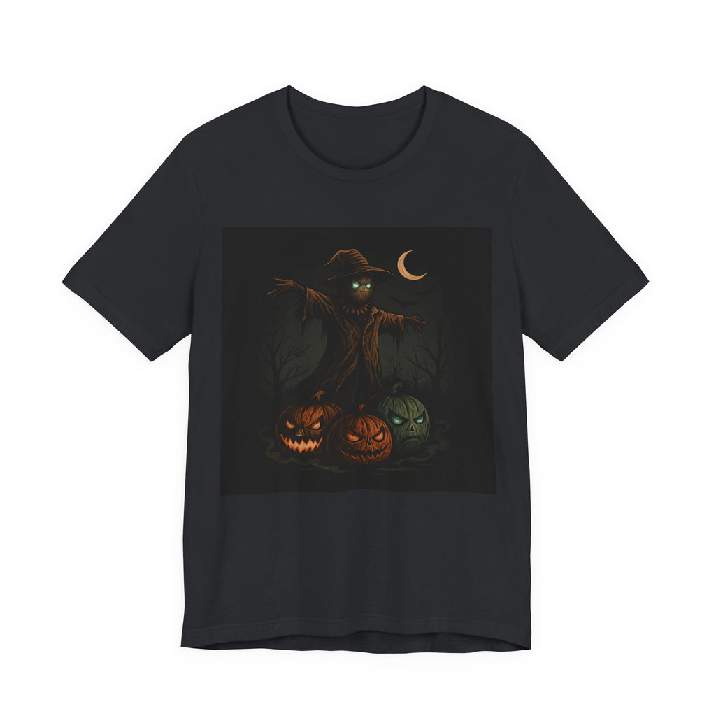Halloween Scarecrow Tee, Unisex Short Sleeve Shirt for Fall, Spooky Costume Top, Pumpkin Lovers Gift, Perfect for Halloween Celebrations