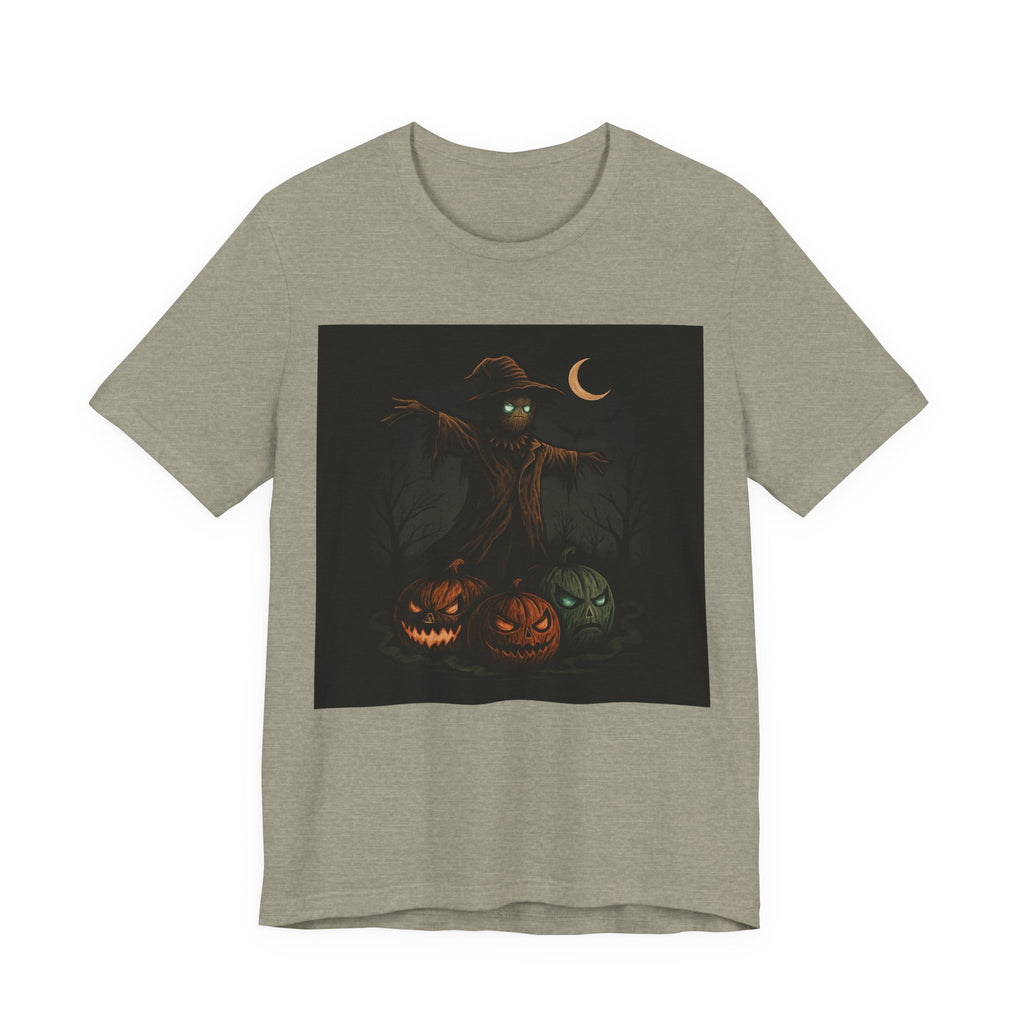 Halloween Scarecrow Tee, Unisex Short Sleeve Shirt for Fall, Spooky Costume Top, Pumpkin Lovers Gift, Perfect for Halloween Celebrations