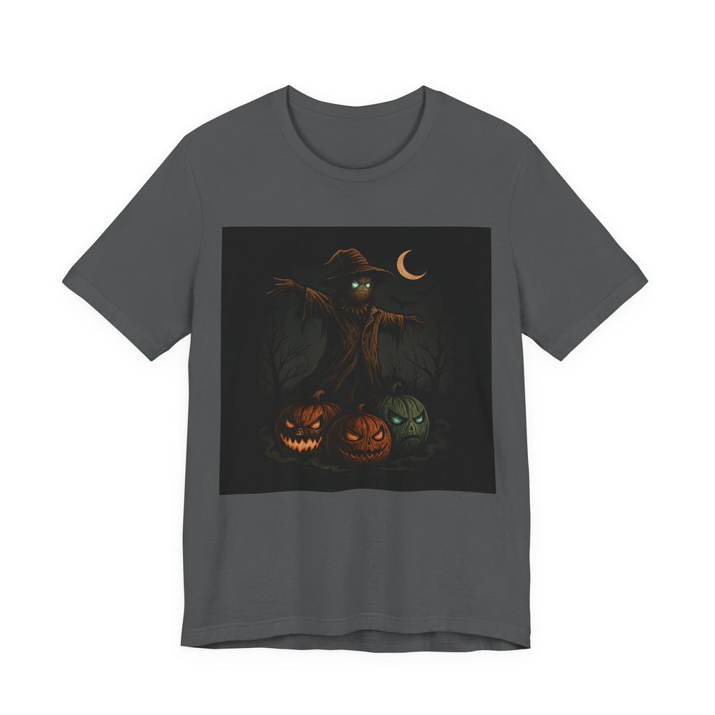 Halloween Scarecrow Tee, Unisex Short Sleeve Shirt for Fall, Spooky Costume Top, Pumpkin Lovers Gift, Perfect for Halloween Celebrations