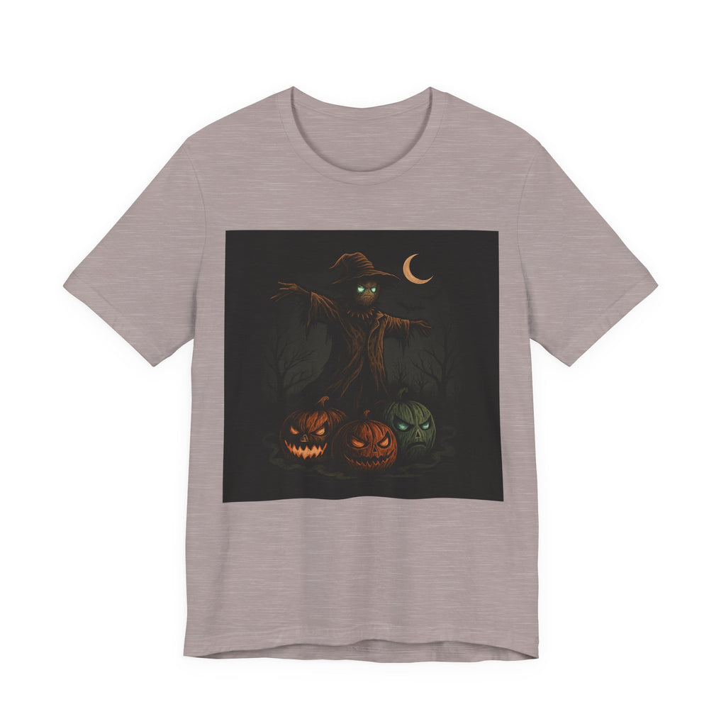 Halloween Scarecrow Tee, Unisex Short Sleeve Shirt for Fall, Spooky Costume Top, Pumpkin Lovers Gift, Perfect for Halloween Celebrations