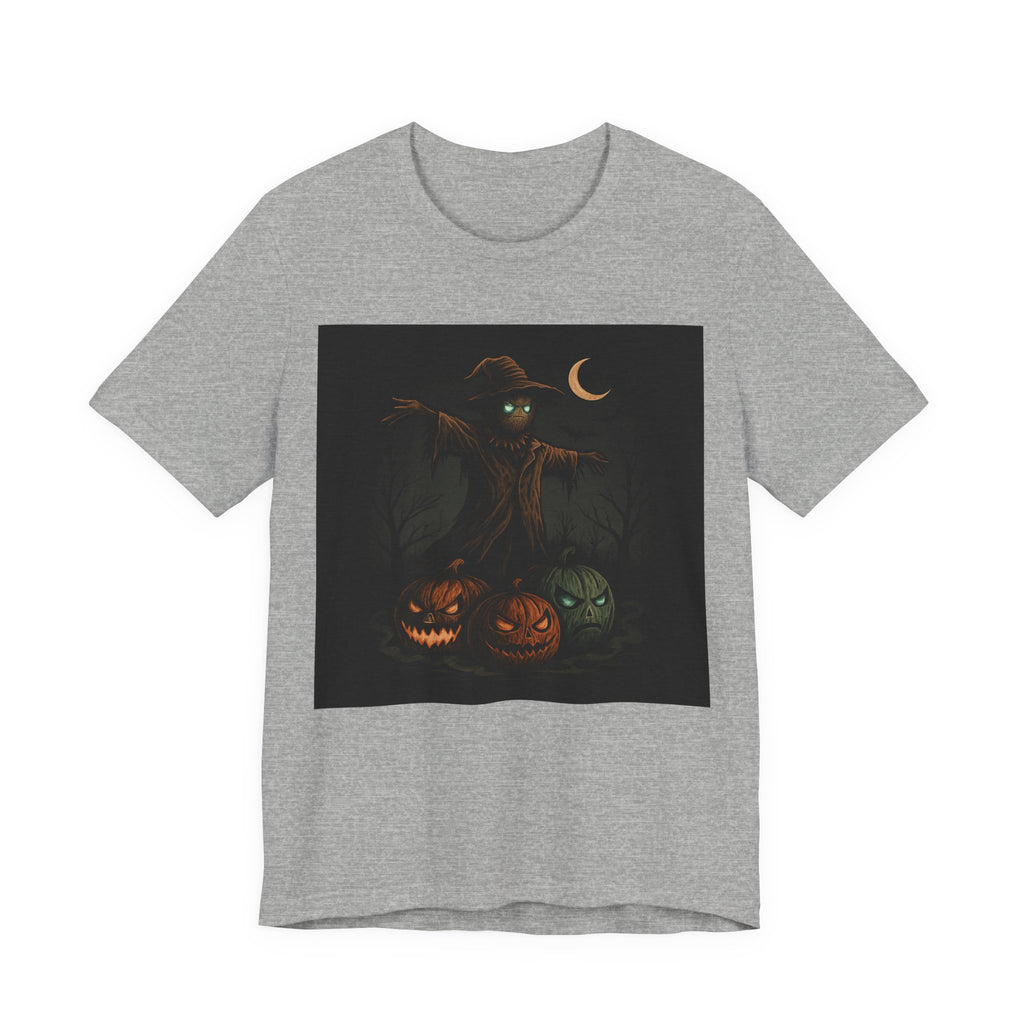 Halloween Scarecrow Tee, Unisex Short Sleeve Shirt for Fall, Spooky Costume Top, Pumpkin Lovers Gift, Perfect for Halloween Celebrations