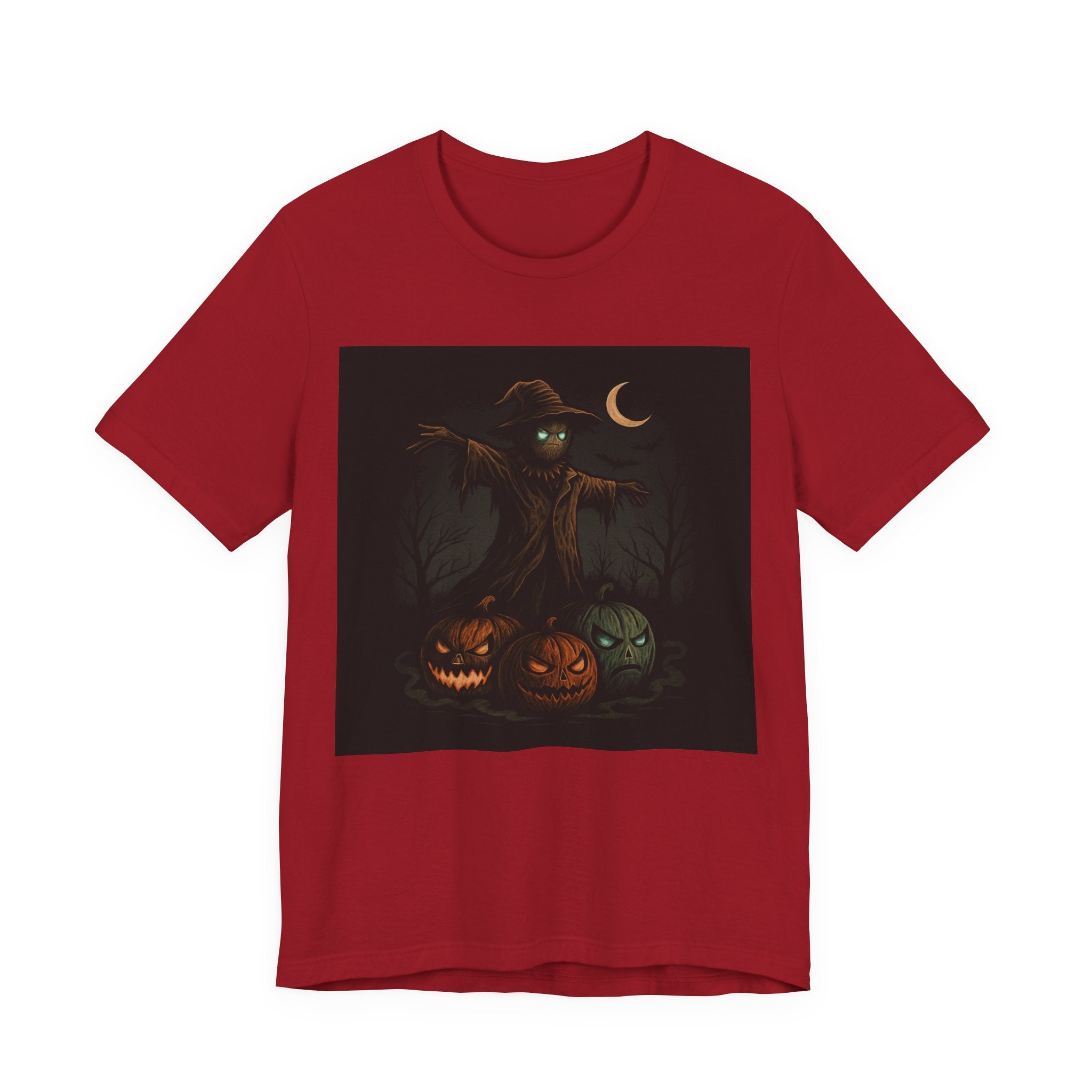 Halloween Scarecrow Tee, Unisex Short Sleeve Shirt for Fall, Spooky Costume Top, Pumpkin Lovers Gift, Perfect for Halloween Celebrations
