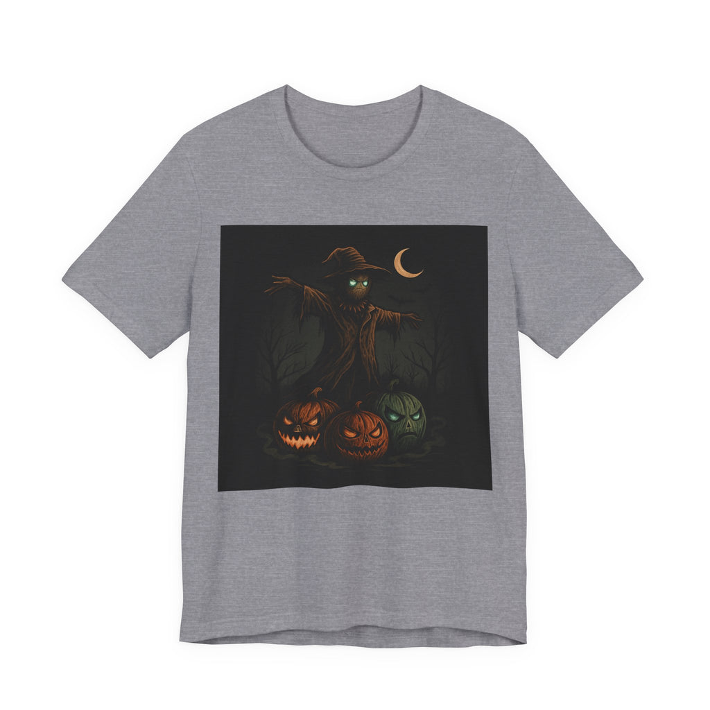 Halloween Scarecrow Tee, Unisex Short Sleeve Shirt for Fall, Spooky Costume Top, Pumpkin Lovers Gift, Perfect for Halloween Celebrations