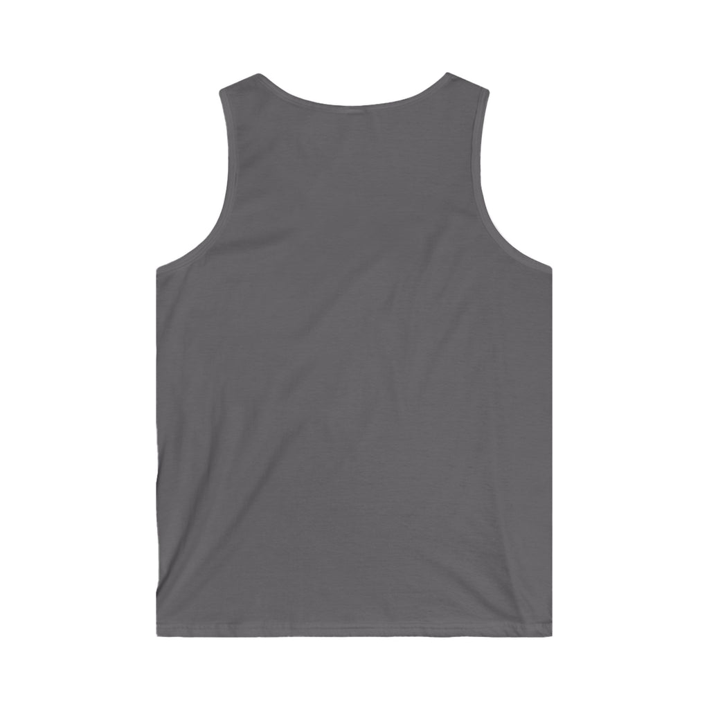 Men's Softstyle Tank Top with 'Ey Up!' Design, Casual Summer Wear, Perfect for Festivals, Beach, Workouts, Gift Idea