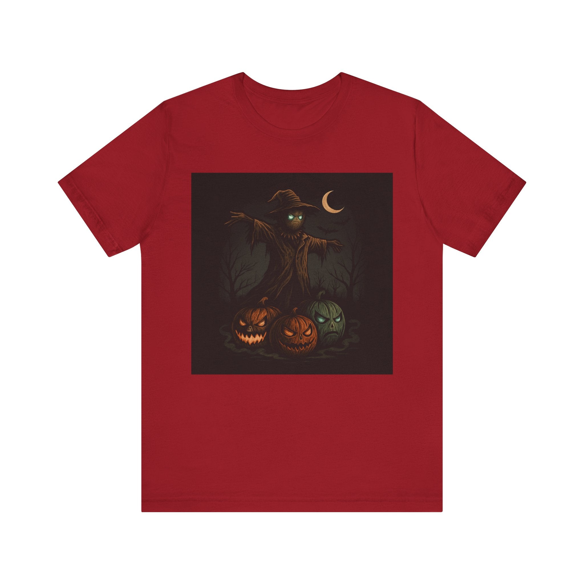 Halloween Scarecrow Tee, Unisex Short Sleeve Shirt for Fall, Spooky Costume Top, Pumpkin Lovers Gift, Perfect for Halloween Celebrations