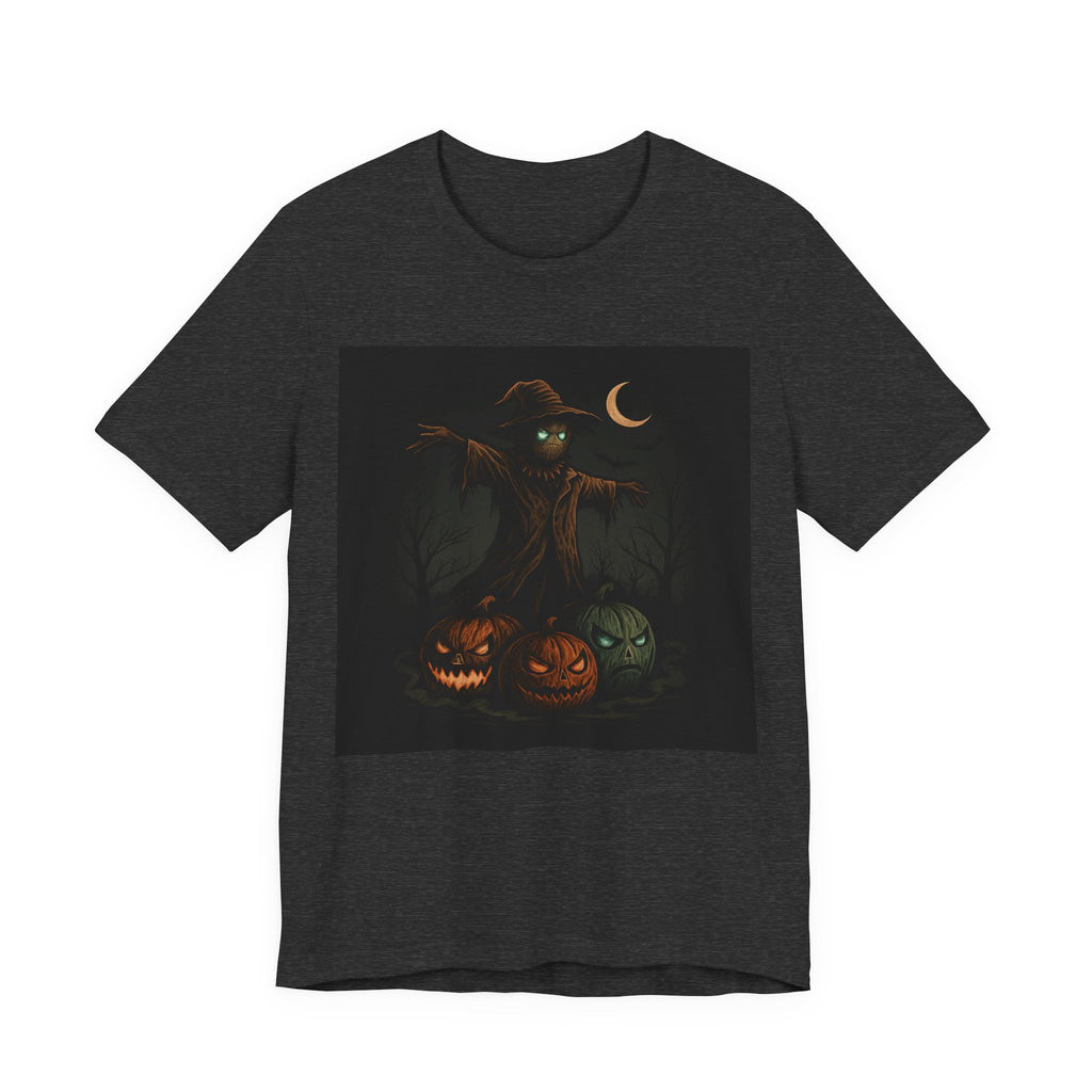 Halloween Scarecrow Tee, Unisex Short Sleeve Shirt for Fall, Spooky Costume Top, Pumpkin Lovers Gift, Perfect for Halloween Celebrations
