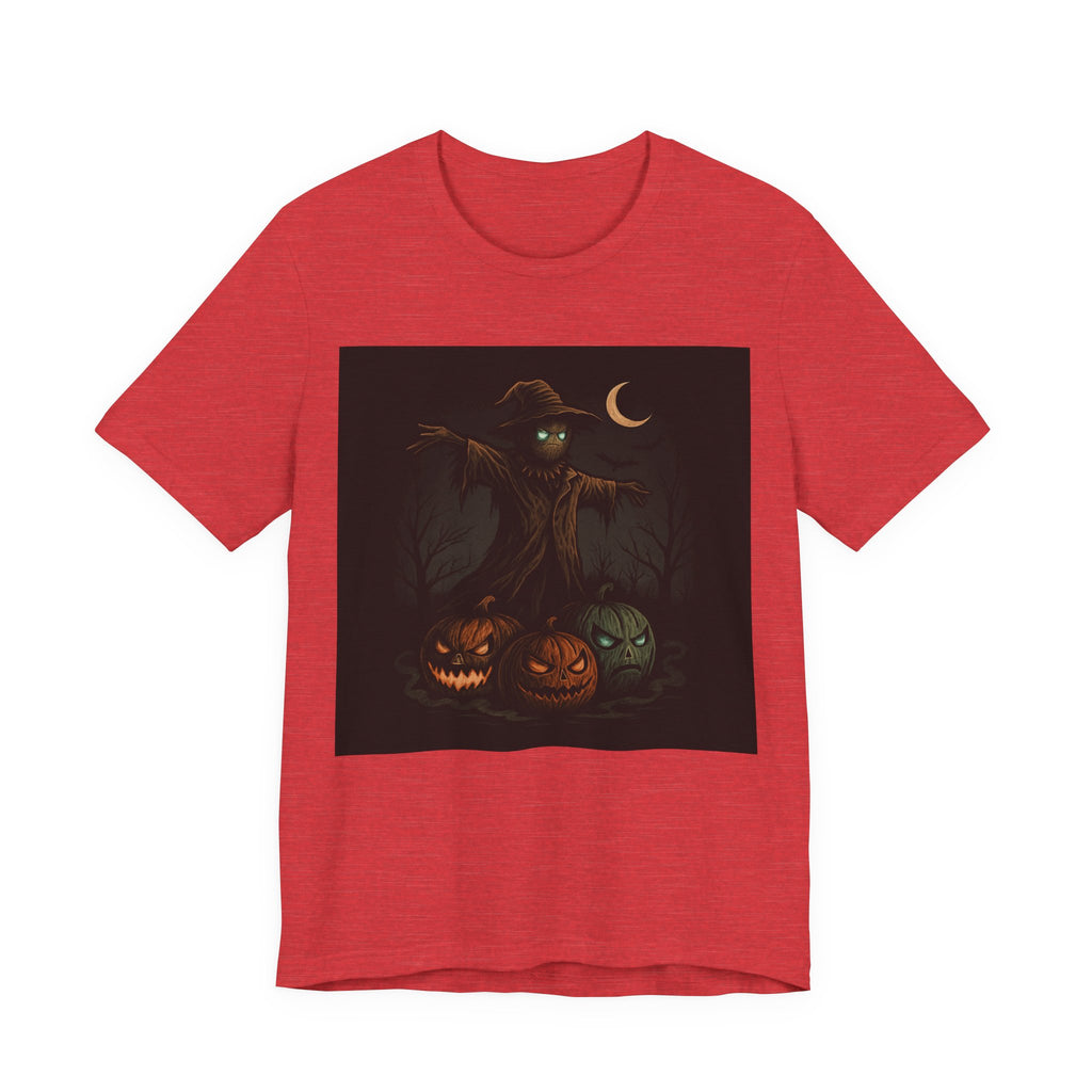 Halloween Scarecrow Tee, Unisex Short Sleeve Shirt for Fall, Spooky Costume Top, Pumpkin Lovers Gift, Perfect for Halloween Celebrations