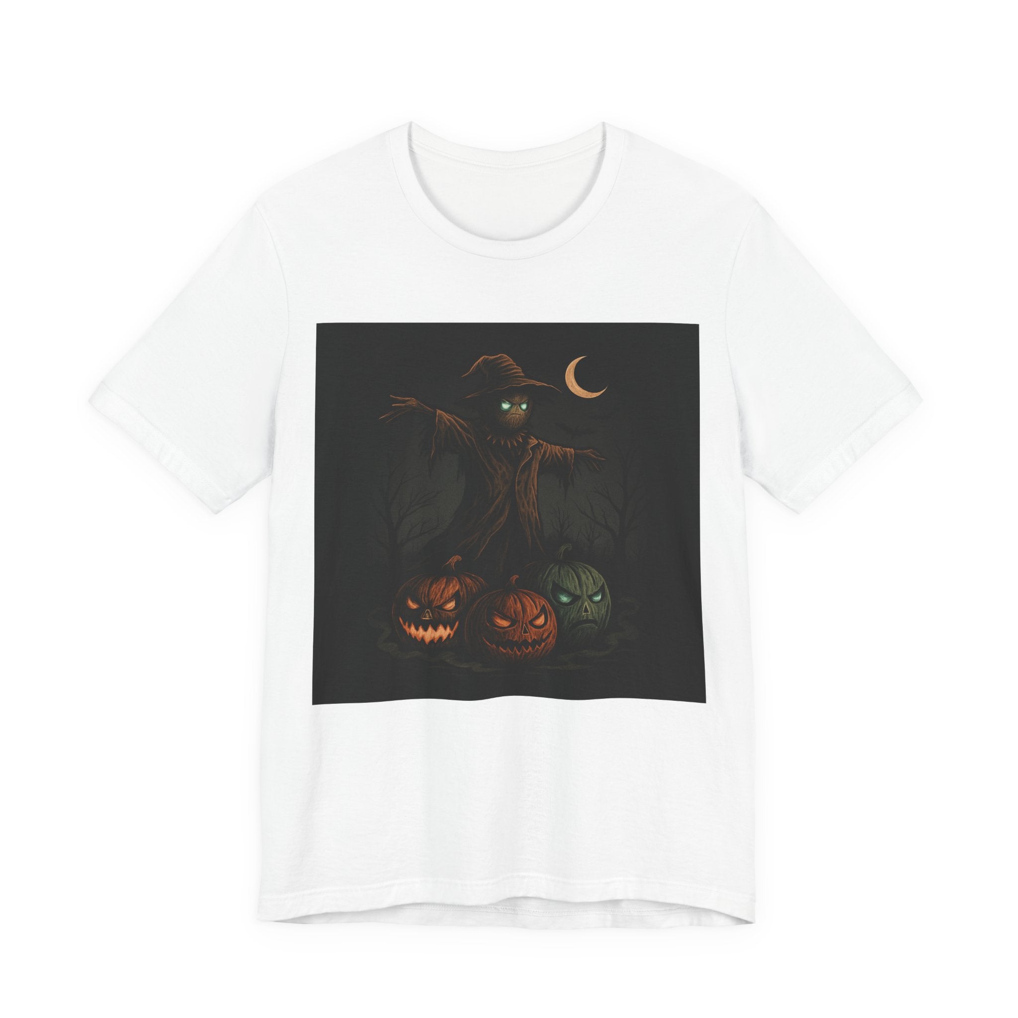 Halloween Scarecrow Tee, Unisex Short Sleeve Shirt for Fall, Spooky Costume Top, Pumpkin Lovers Gift, Perfect for Halloween Celebrations